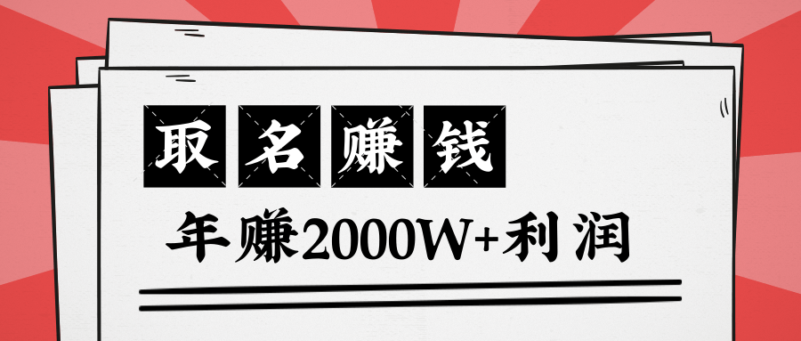 王通：不要小瞧任何一个小领域，取名技能也能快速赚钱，年赚2000W+利润-温暖资源库