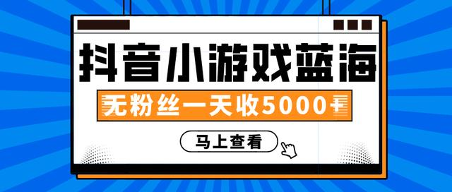 赚钱计划：抖音小游戏蓝海项目，无粉丝一天收入5000+-温暖资源库