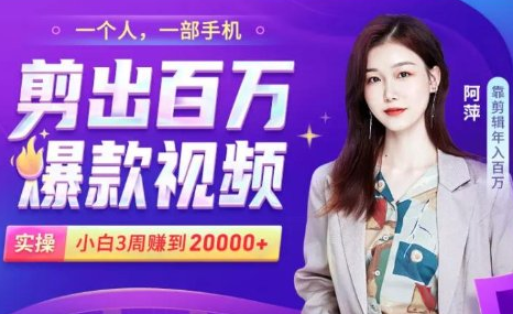 小白易上手的手机剪辑赚钱课，抓住短视频风口月赚2万+-温暖资源库