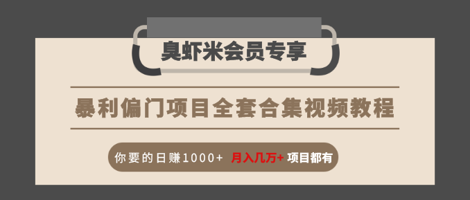 暴利偏门项目全套合集视频教程：你要的日赚1000+月入几万+项目都有-温暖资源库