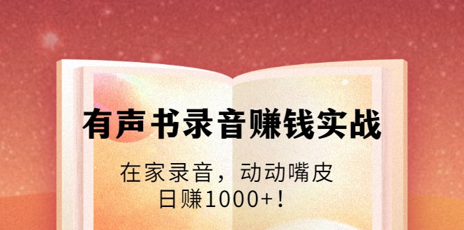 有声书录音赚钱实战：在家录音，动动嘴皮，日赚1000+！-温暖资源库