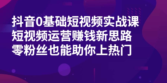 抖音0基础短视频实战课，短视频运营赚钱新思路，零粉丝也能助你上热门-温暖资源库