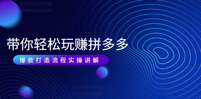 带你轻松玩赚拼多多：花的少 赚的多 爆款更简单 爆款打造流程实操讲解-温暖资源库