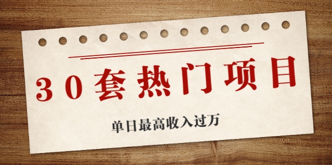 30套热门项目：单日最高收入过万 (网赚项目、朋友圈、涨粉套路、抖音、快手)等-温暖资源库