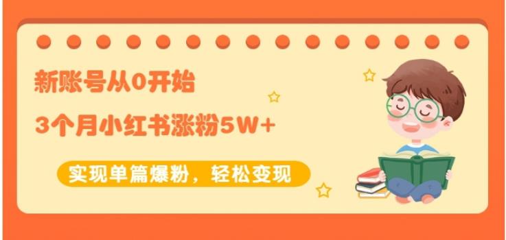 生财小红书涨粉变现：新账号从0开始3个月小红书涨粉5W+实现单篇爆粉-温暖资源库