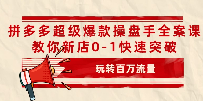 拼多多超级爆款操盘手全案课，教你新店0-1快速突破，玩转百万流量-温暖资源库
