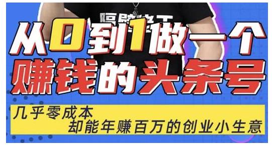 佬王·从0到1做一个赚钱的头条号，几乎零成本，却能年赚百万的创业项目-温暖资源库