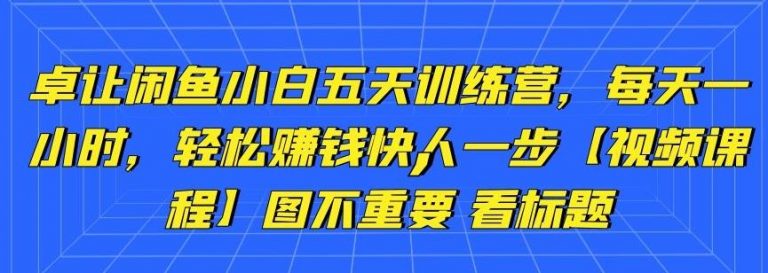 卓让闲鱼小白五天训练营，每天一小时，轻松赚钱快人一步-温暖资源库