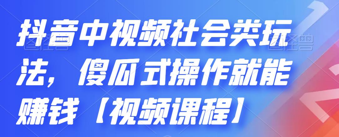 抖音中视频社会类玩法，傻瓜式操作就能赚钱【视频课程】-温暖资源库