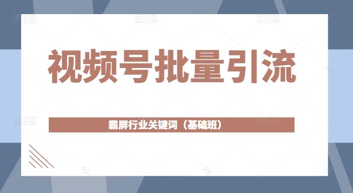 视频号批量引流，霸屏行业关键词（基础班）全面系统讲解视频号玩法-温暖资源库