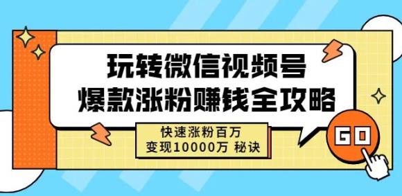 玩转微信视频号爆款涨粉赚钱全攻略，快速涨粉百万变现万元秘诀-温暖资源库