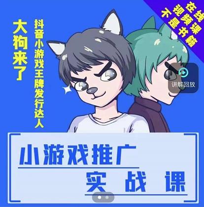 大狗来了：小游戏推广实战课，带你搭建一个游戏推广变现账号-温暖资源库