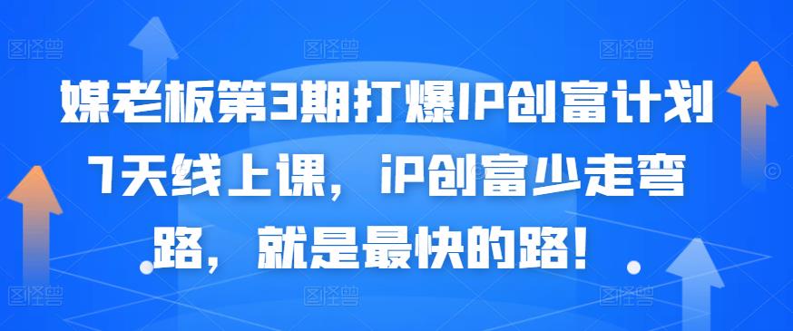 媒老板第3期打爆IP创富计划7天线上课，iP创富少走弯路，就是最快的路！-温暖资源库