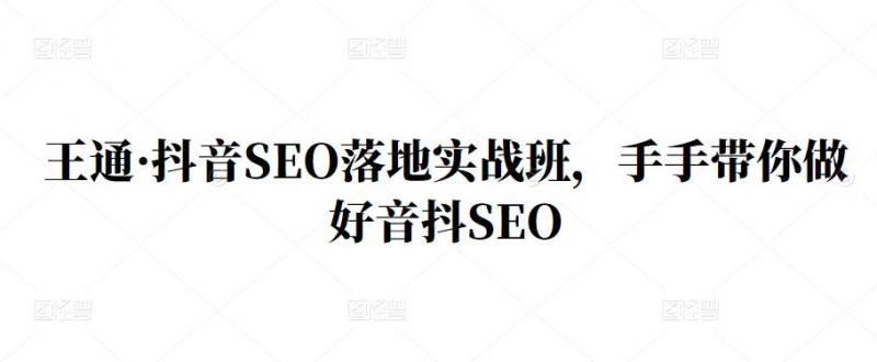 王通·抖音SEO落地实战班，手‬手带你做好音抖‬‬SEO-温暖资源库