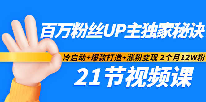 百万粉丝UP主独家秘诀：冷启动+爆款打造+涨粉变现2个月12W粉（21节视频课)-温暖资源库