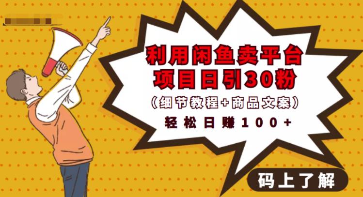利用闲鱼卖平台项目课程资源日引流30+精准粉丝，轻松日赚100+，积累人脉可实现二次变-温暖资源库