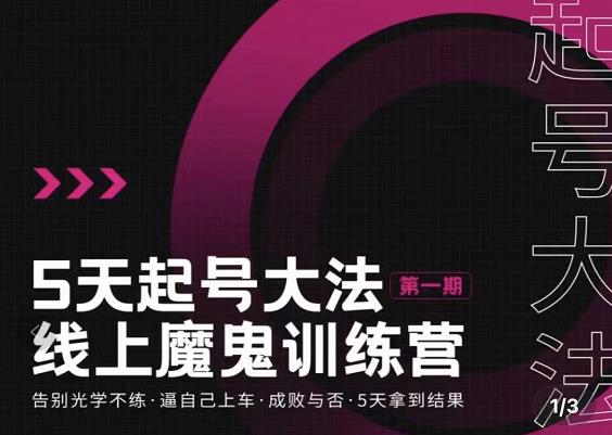 大播·五天起号魔鬼训练营，告别光学不练，逼自己上车，成败与否，5天拿到结果-温暖资源库