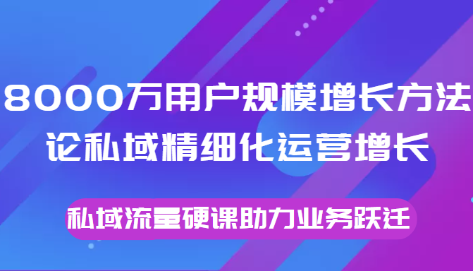 8000万用户规模增长方法论私域精细化运营增长，私域流量硬课助力业务跃迁-温暖资源库