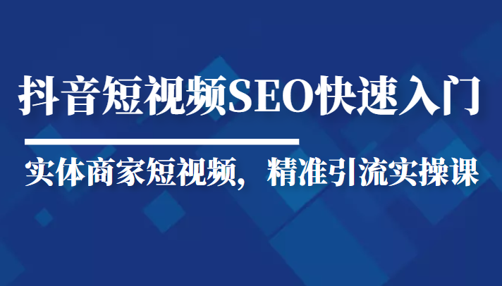 抖音短视频Seo搜索排名优化新手快速入门教程，实体商家短视频，精准引流实操课-温暖资源库