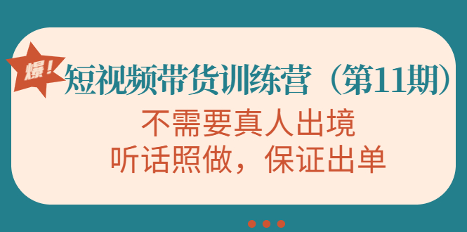 视频带货训练营，不需要真人出境，听话照做，保证出单（第11期）-温暖资源库