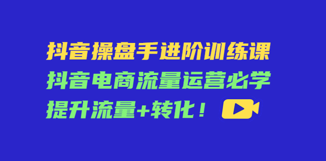 抖音操盘手进阶训练课：抖音电商流量运营必学，提升流量+转化-温暖资源库