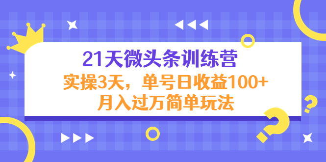21天微头条训练营，实操3天，单号日收益100+月入过万简单玩法-温暖资源库