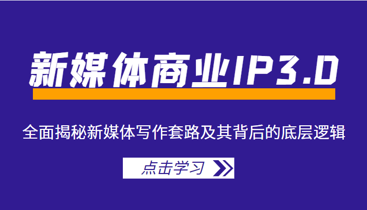 新媒体商业IP3.0，全面揭秘新媒体写作套路及其背后的底层逻辑（价值1299元）-温暖资源库