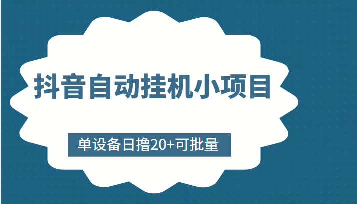 抖音自动挂机小项目，单设备日撸20+，可批量，号越多收益越大-温暖资源库