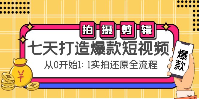 七天打造爆款短视频：拍摄+剪辑实操，从0开始1:1实拍还原实操全流程-温暖资源库