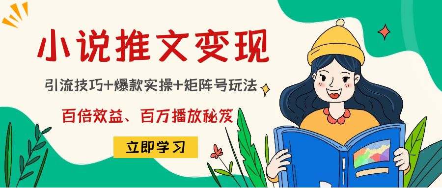 小说推文训练营：引流技巧+爆款实操+矩阵号玩法，百倍效益、百万播放秘笈-温暖资源库