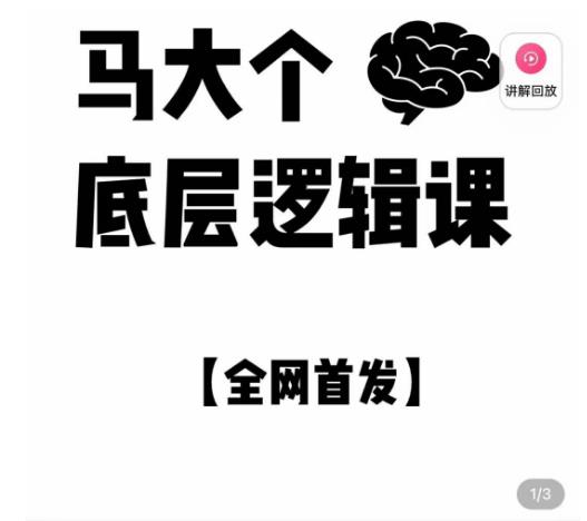 马大个·底层逻辑课，51节底层逻辑智慧课-价值1980元-温暖资源库