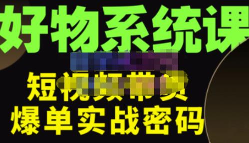 大嘴·好物短视频带货解析，学完你将懂的短视频带货底层逻辑，做出能表现的短视频-温暖资源库