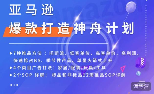 亚马逊爆款打造神舟计划，​7种推品方法，4个类目广告打法，2个SOP详解-温暖资源库