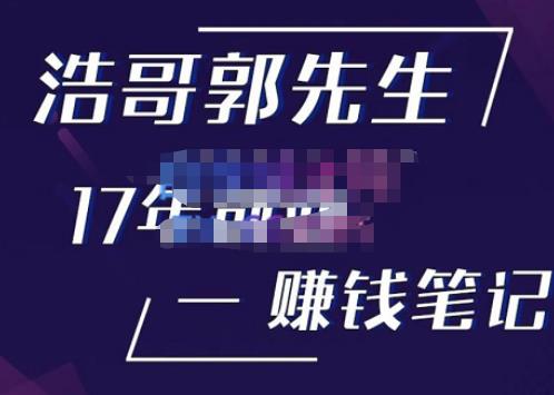 浩哥郭先生17年创业赚米笔记，打开你对很多东西的认知，让你知道原来赚钱或创业不单单是发力就行-温暖资源库