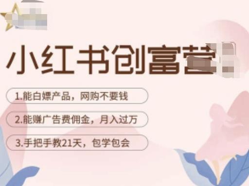 小红书创富营-教小红书带货，陪跑21天，教你赚广告费佣金，月入过万-温暖资源库