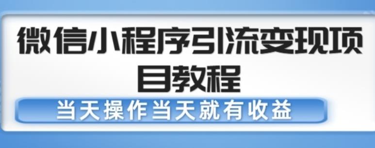 微信小程序引流变现项目教程，当天操作当天就有收益，变现不再是难事-温暖资源库