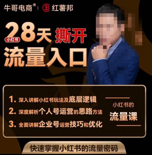 牛哥电商红薯邦28天撕开小红书流量入口，小红书运营系列课，快速掌握小红书的流量密码-温暖资源库