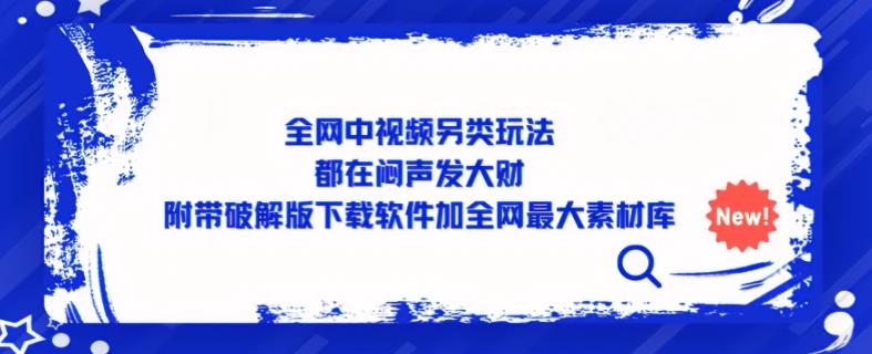 全网中视频另类玩法，都在闷声发大财，附带破解版下载软件加全网最大素材库-温暖资源库