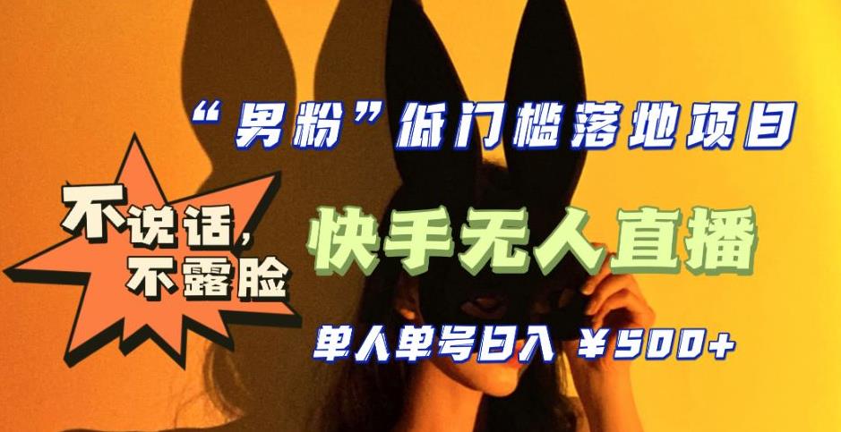 【全新升级】零基础单人单号单晚500+，不说话，不露脸，4月最新超皮实快手无人直播-温暖资源库