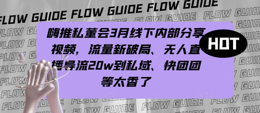 嗨推私董会3月线下内部分享视频，流量新破局、无人直播导流20w到私域、快团团等太香了-温暖资源库