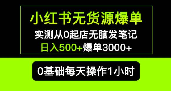 小红书无货源爆单实测从0起店无脑发笔记爆单3000+长期项目可多店-温暖资源库