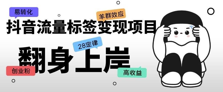 抖音流量标签变现项目，抖音创业粉轻松转化，单价高收益简单-温暖资源库