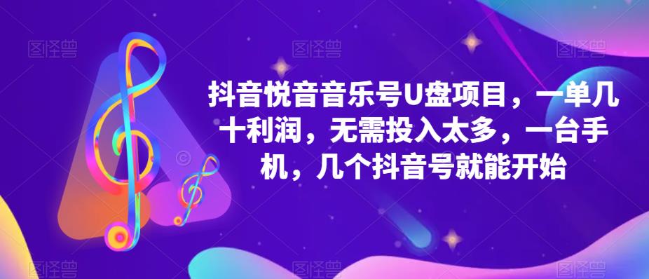 抖音音乐号U盘项目，一单几十利润，无需投入太多，一台手机，几个抖音号就能开始-温暖资源库
