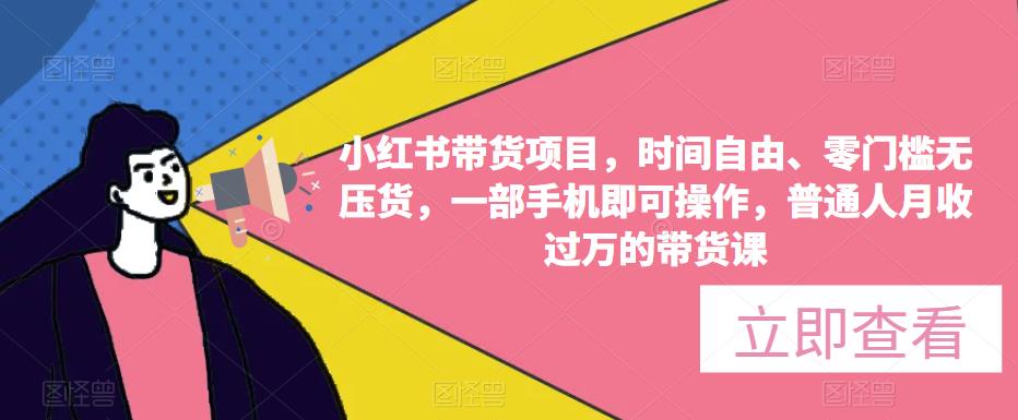 小红书带货项目，时间自由、零门槛无压货，一部手机即可操作，普通人月收过万的带货课-温暖资源库