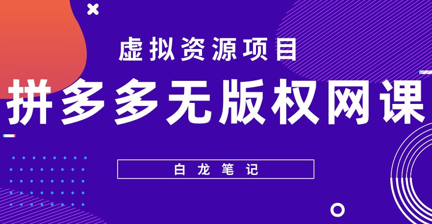 【白龙笔记】拼多多无版权网课项目，月入5000的长期项目，玩法详细拆解【揭秘】-温暖资源库