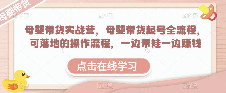 母婴带货实战营，母婴带货起号全流程，可落地的操作流程，一边带娃一边赚钱（附素材）-温暖资源库