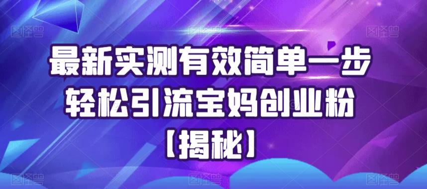 最新实测有效简单一步轻松引流宝妈创业粉【揭秘】-温暖资源库