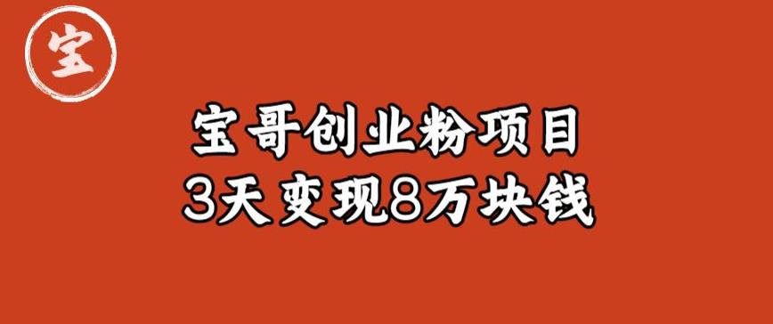 宝哥IP图文创业粉引流项目实战分享：单个账号3天涨粉1万，变现8万块钱（图文教程）【揭秘】-温暖资源库