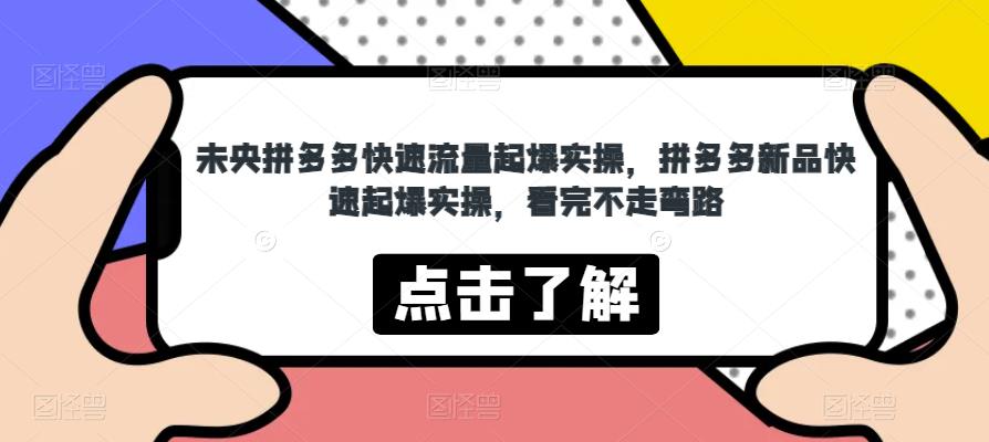 未央拼多多快速流量起爆实操，拼多多新品快速起爆实操，看完不走弯路-温暖资源库