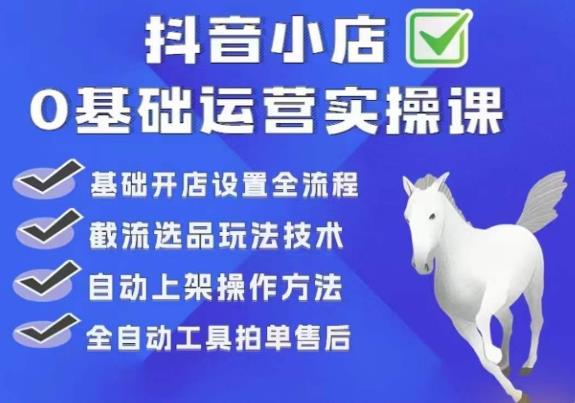 白马电商·0基础抖店运营实操课，基础开店设置全流程，截流选品玩法技术-温暖资源库